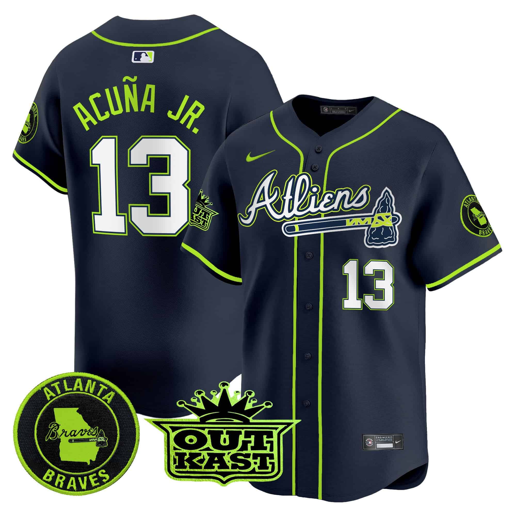 Atlanta Braves Atliens Vapor Premier Limited   baseball  Jersey – All Stitched Atliens #13 Ronald Acuna Jr.
