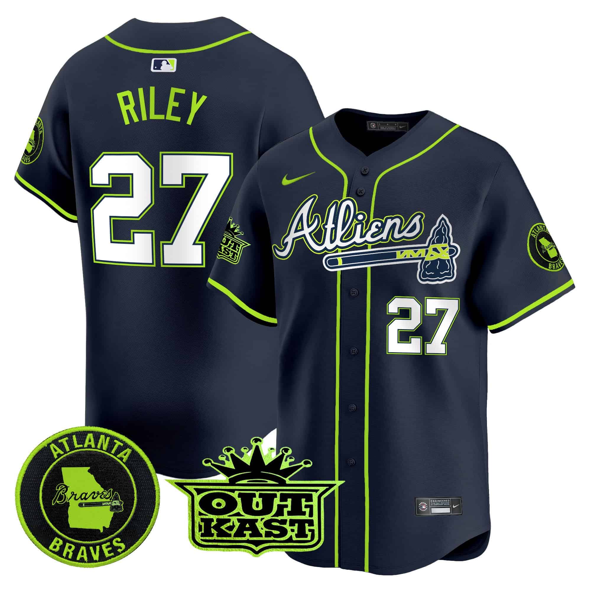Atlanta Braves Atliens Vapor Premier Limited   baseball  Jersey – All Stitched Atliens Austin Riley #27