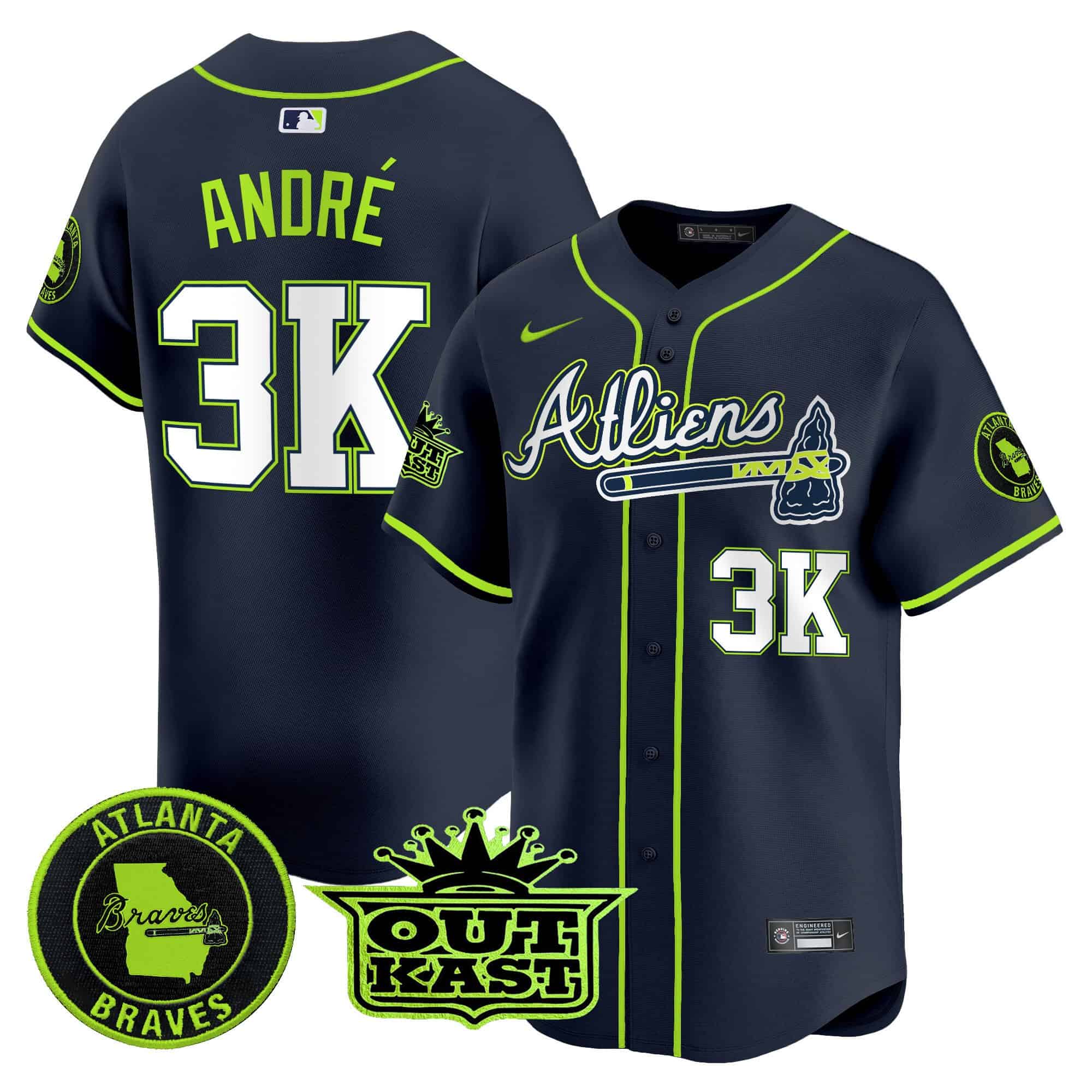 Atlanta Braves Atliens Vapor Premier Limited   baseball  Jersey – All Stitched Atliens andre #3k