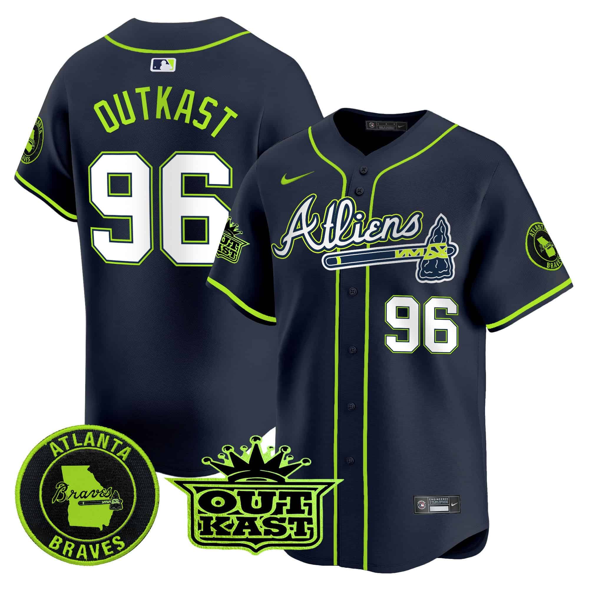 Atlanta Braves Atliens Vapor Premier Limited   baseball  Jersey – All Stitched Atliens outkast #96