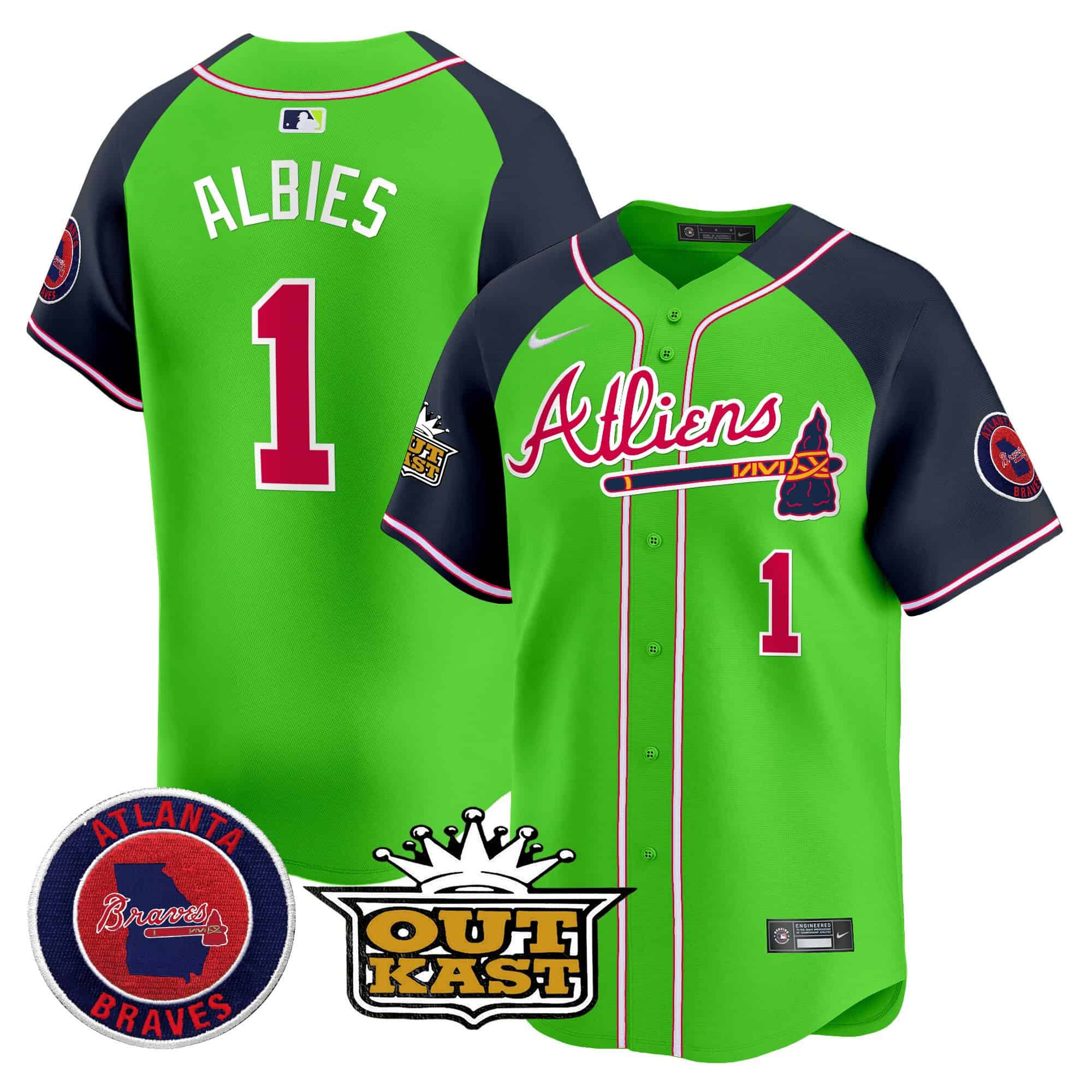 Atlanta Braves Atliens Vapor Premier Limited   baseball  Jersey – All Stitched Green Alternate #1 Ozzie Albies