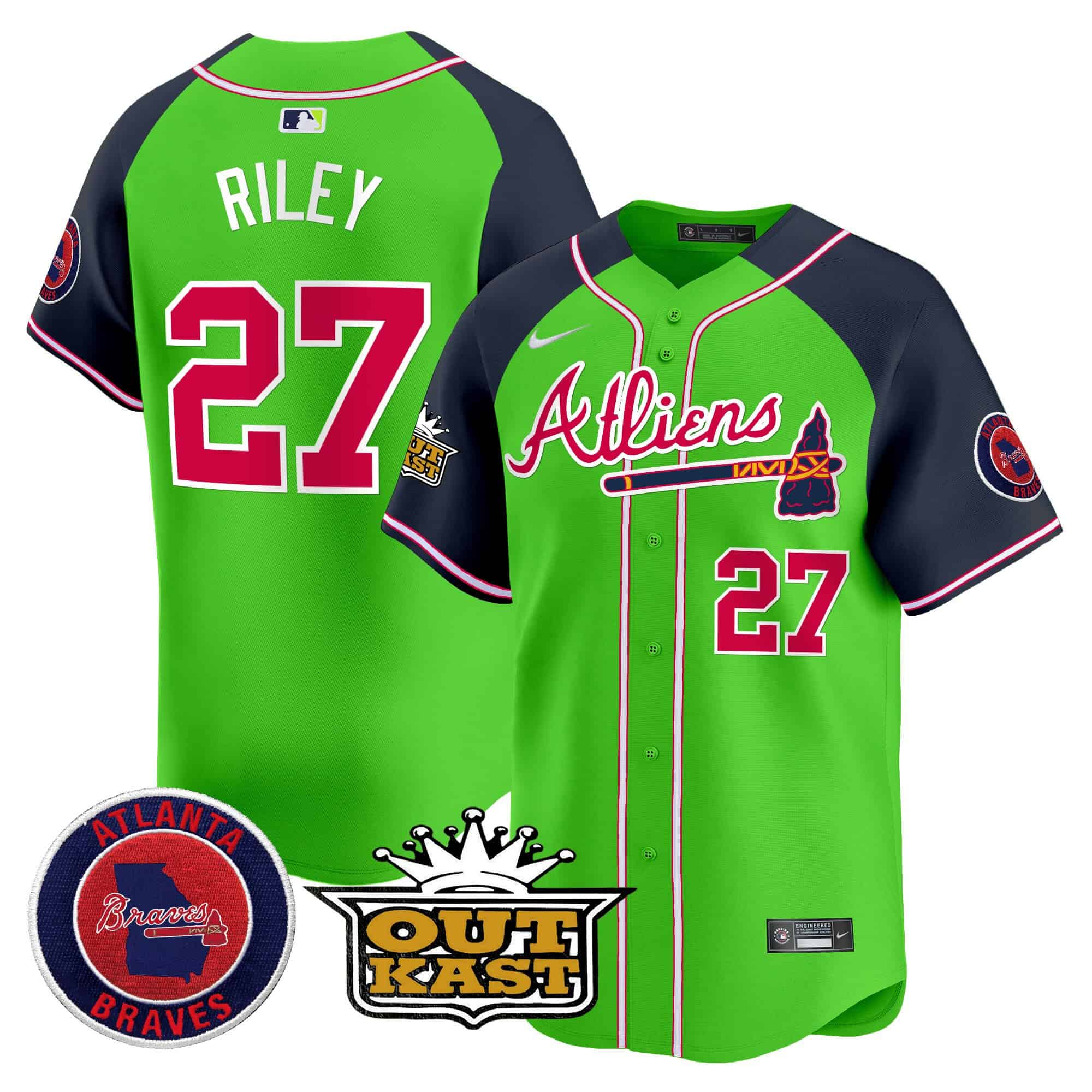 Atlanta Braves Atliens Vapor Premier Limited   baseball  Jersey – All Stitched Green Alternate Austin Riley #27