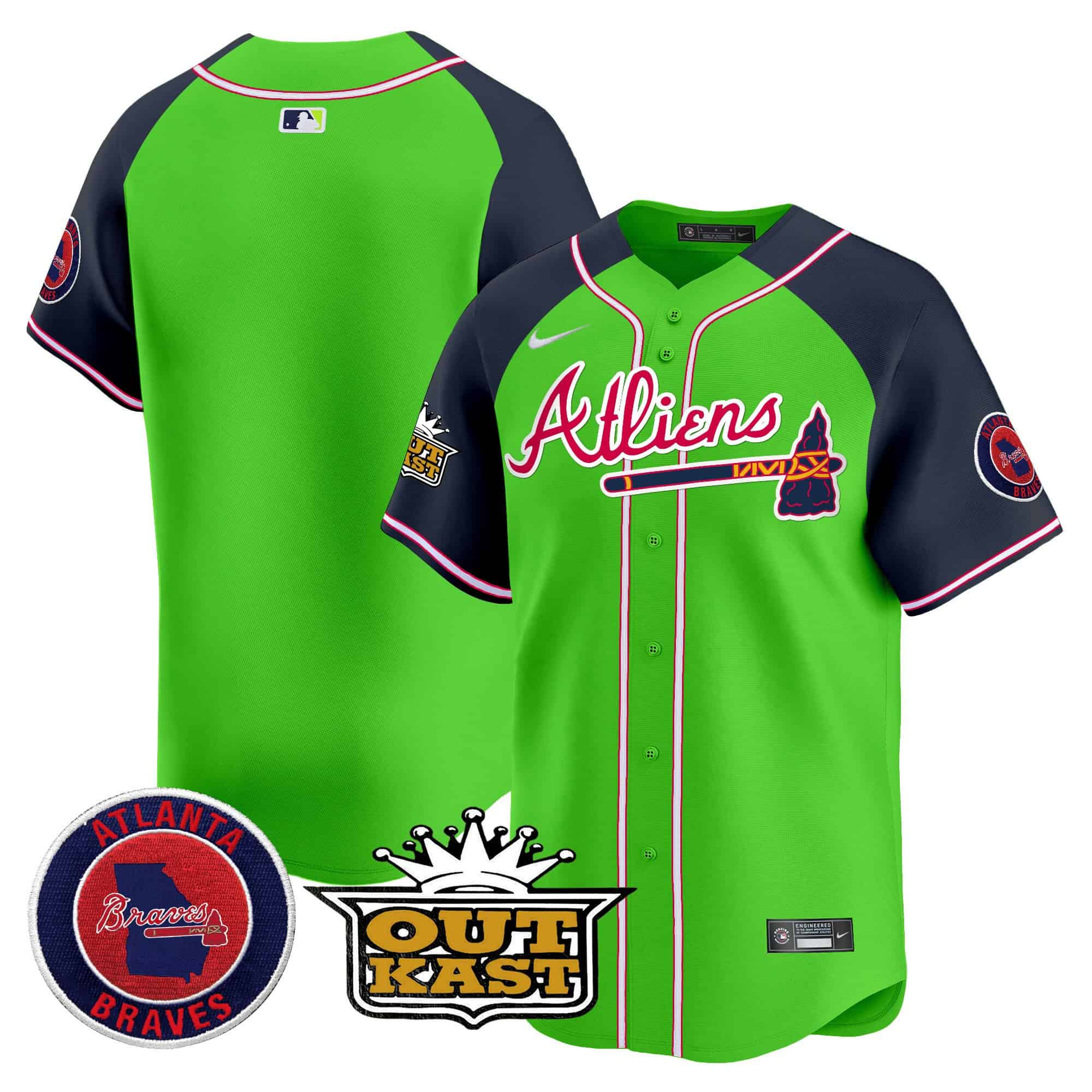 Atlanta Braves Atliens Vapor Premier Limited   baseball  Jersey – All Stitched Green Alternate Blank