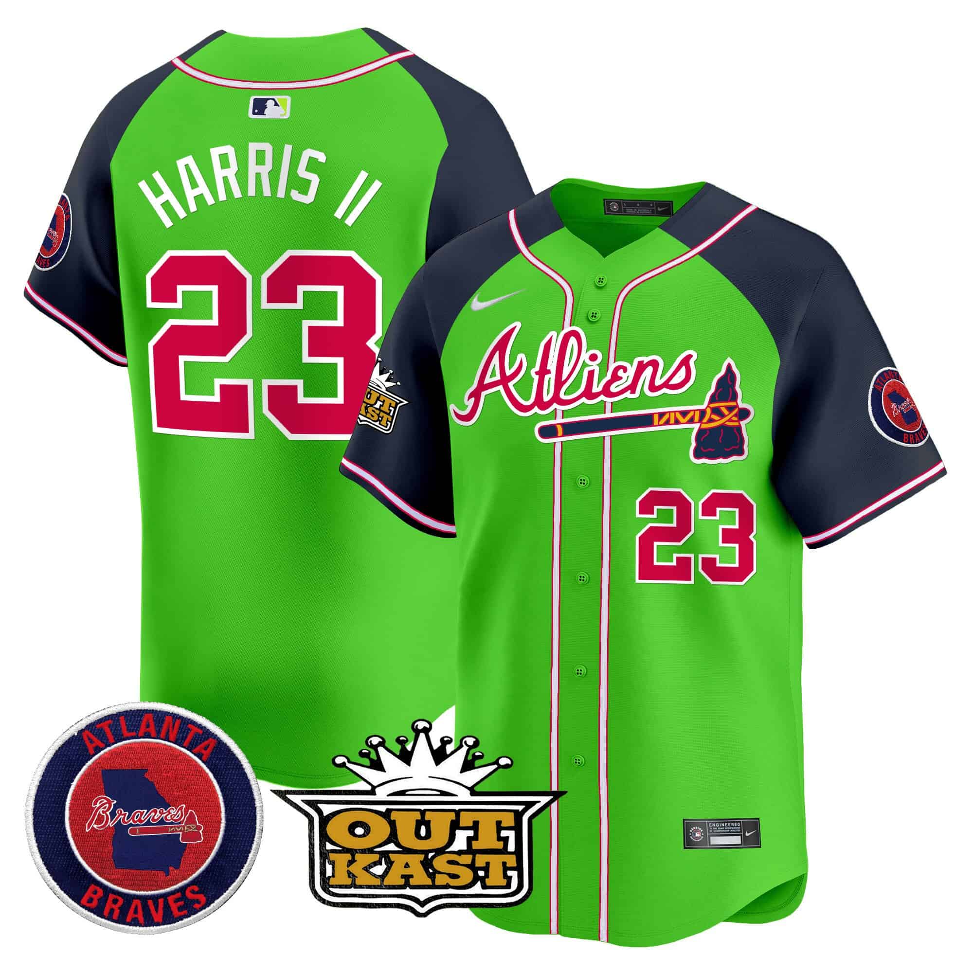 Atlanta Braves Atliens Vapor Premier Limited   baseball  Jersey – All Stitched Green Alternate Michael Harris II #23