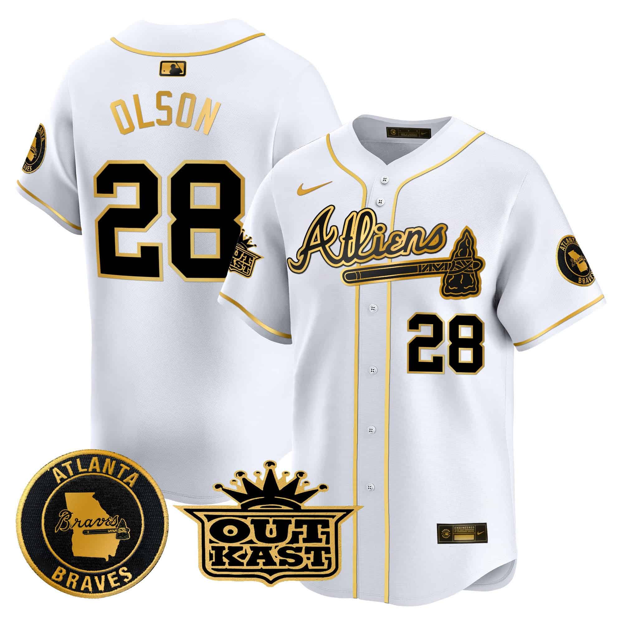 Atlanta Braves Atliens Vapor Premier Limited   baseball  Jersey – All Stitched White Gold Matt Olson #28