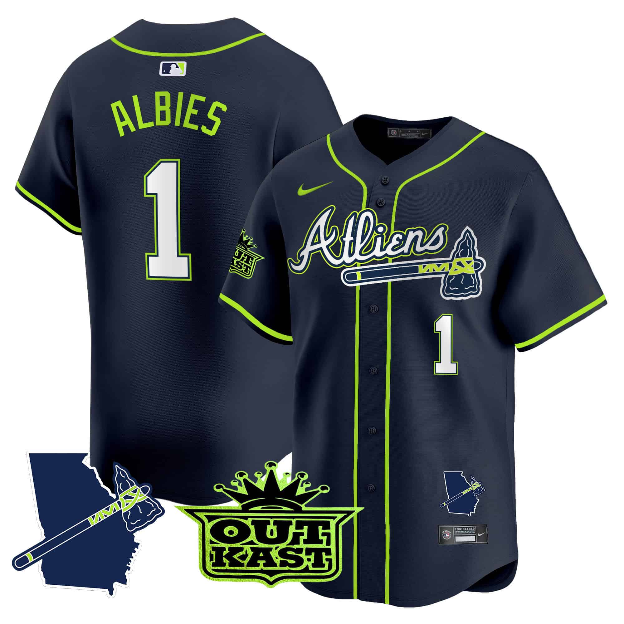 Atlanta Braves Atliens Vapor Premier Limited  baseball  Jersey V2 – All Stitched Atliens #1 Ozzie Albies