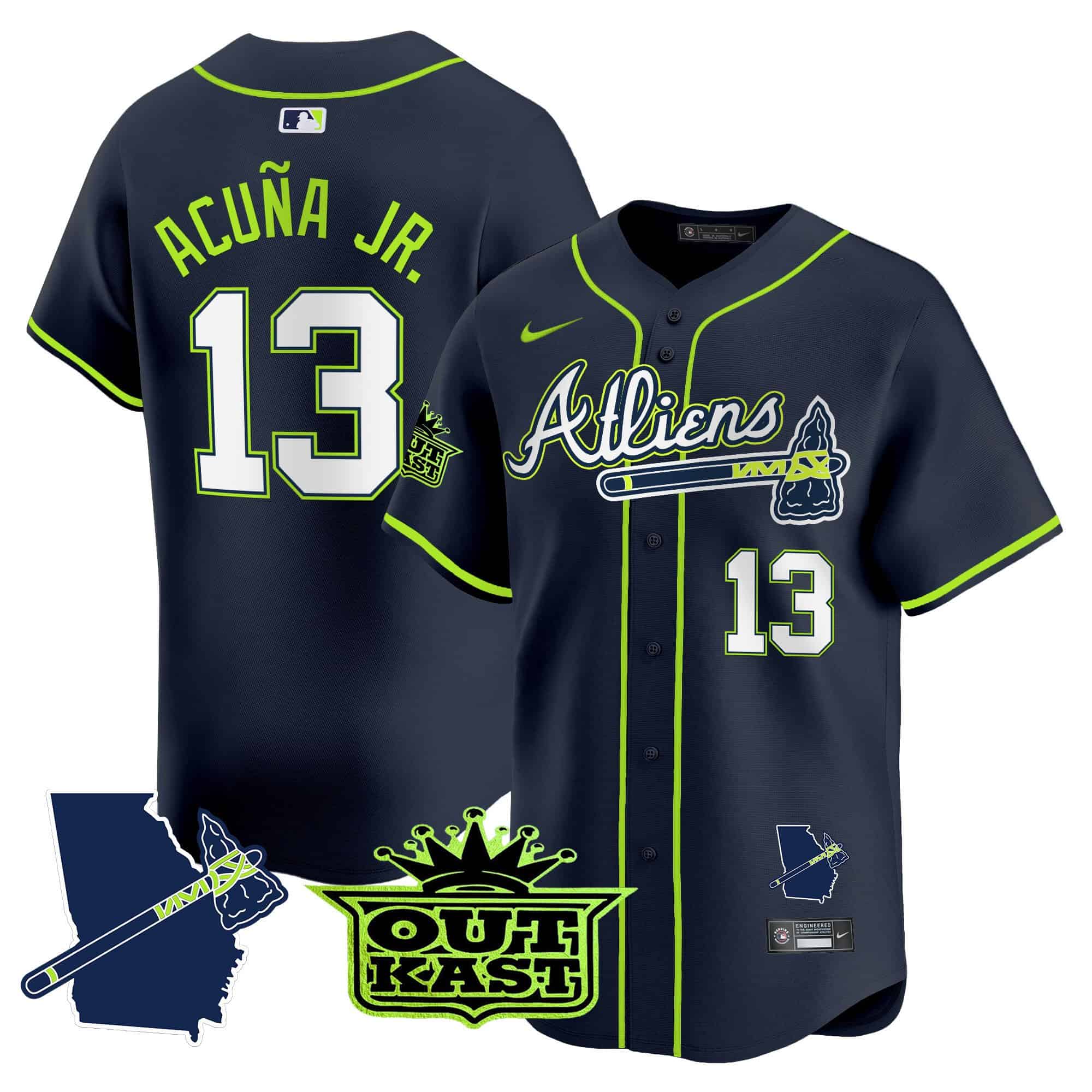 Atlanta Braves Atliens Vapor Premier Limited  baseball  Jersey V2 – All Stitched Atliens #13 Ronald Acuna Jr.