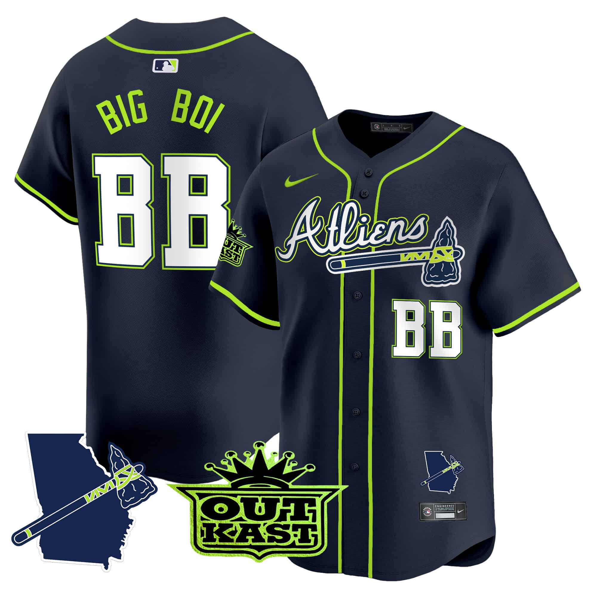 Atlanta Braves Atliens Vapor Premier Limited  baseball  Jersey V2 – All Stitched Atliens Big Boi