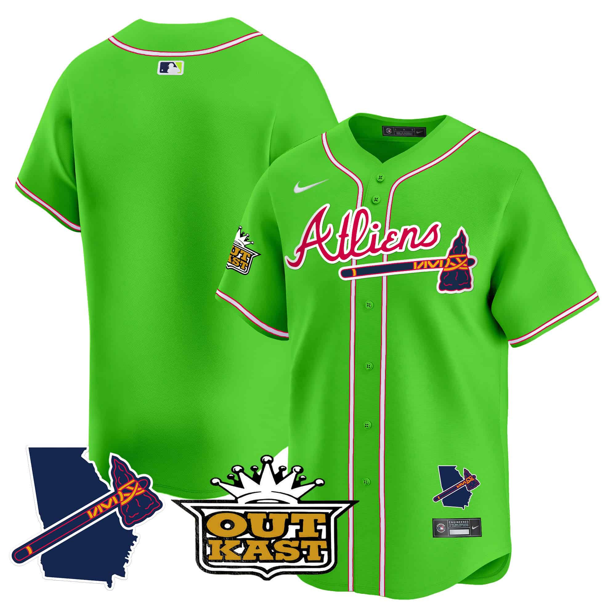 Atlanta Braves Atliens Vapor Premier Limited  baseball  Jersey V2 – All Stitched Bright Green Blank