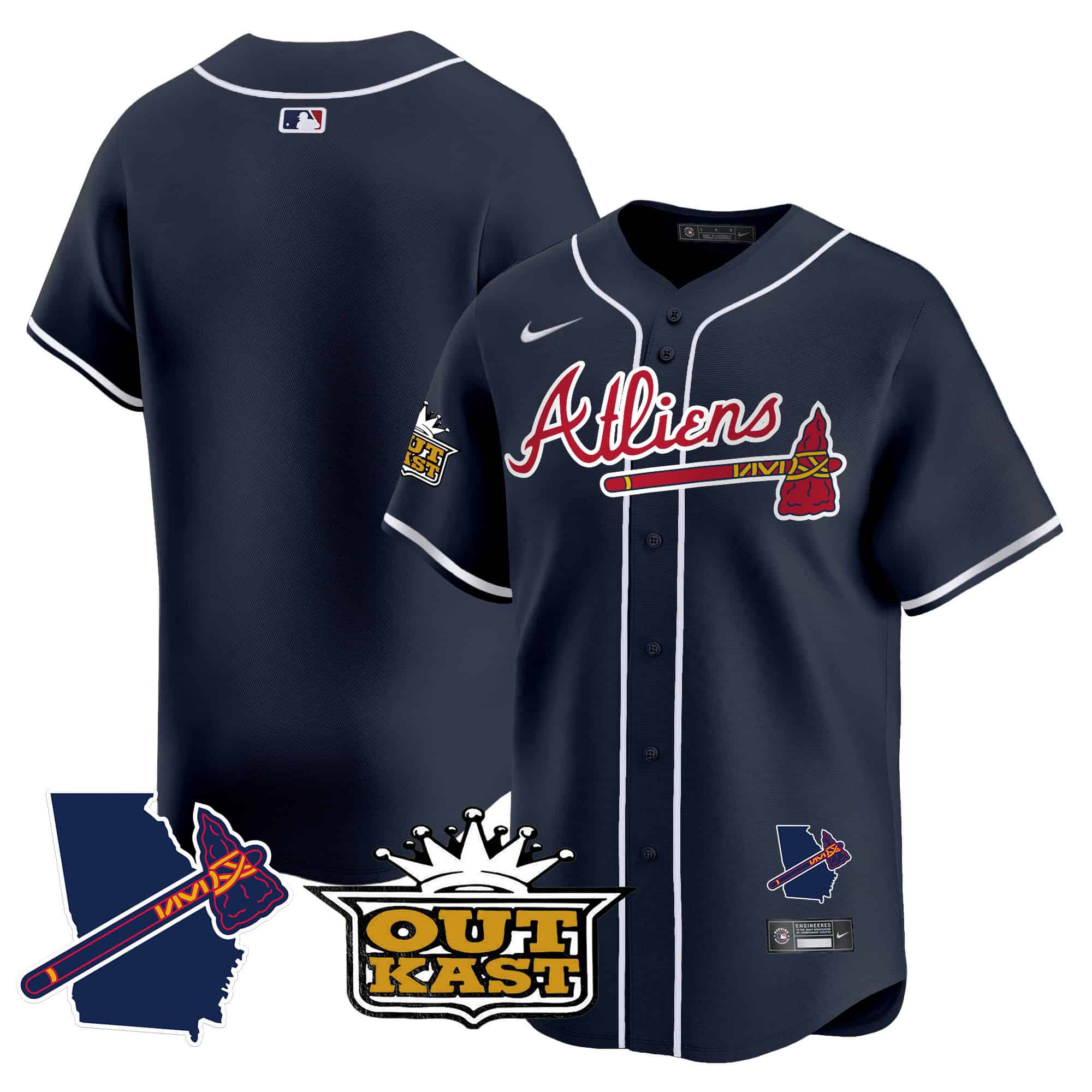 Atlanta Braves Atliens Vapor Premier Limited  baseball  Jersey V2 – All Stitched Navy Blank
