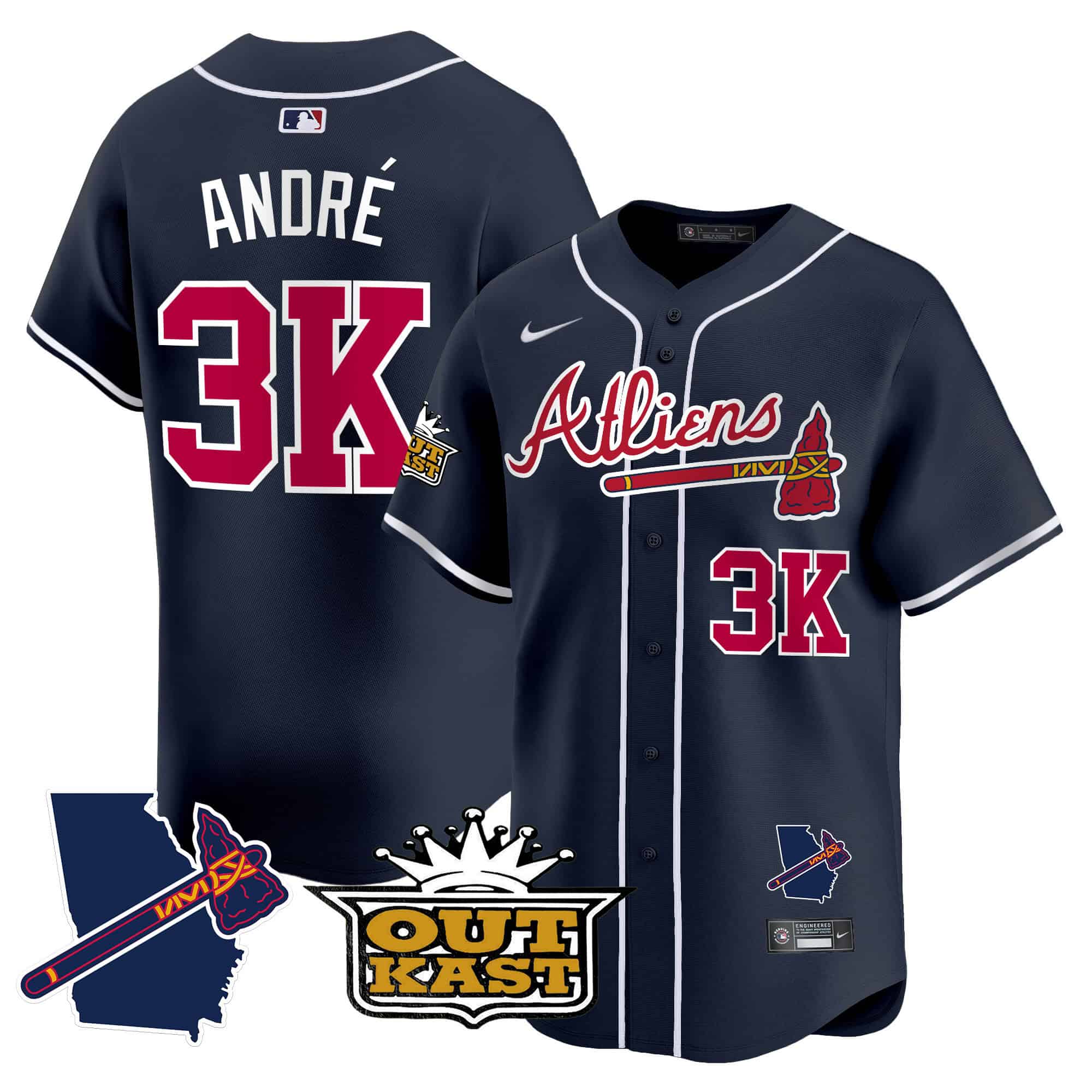 Atlanta Braves Atliens Vapor Premier Limited  baseball  Jersey V2 – All Stitched Navy andre #3k