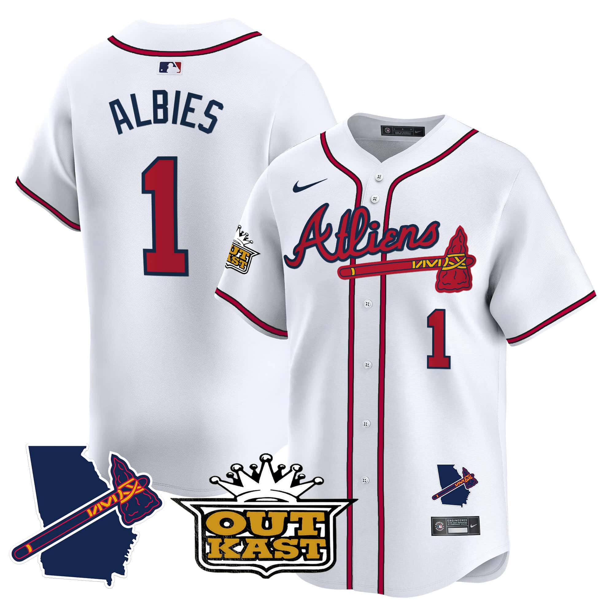 Atlanta Braves Atliens Vapor Premier Limited  baseball  Jersey V2 – All Stitched White #1 Ozzie Albies