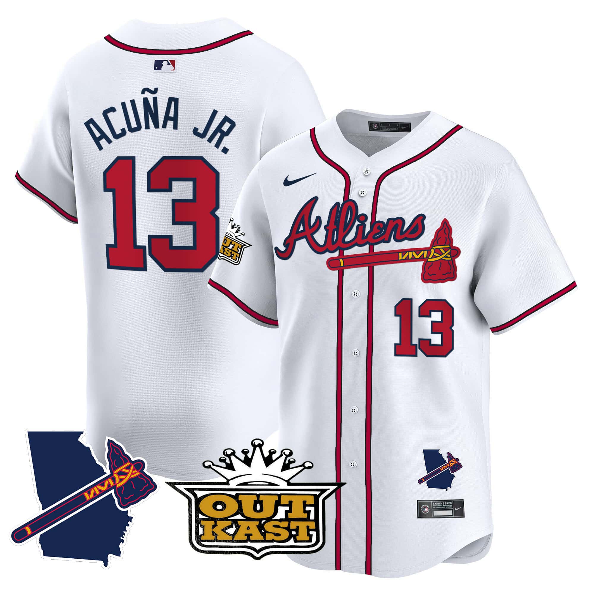 Atlanta Braves Atliens Vapor Premier Limited  baseball  Jersey V2 – All Stitched White #13 Ronald Acuna Jr.