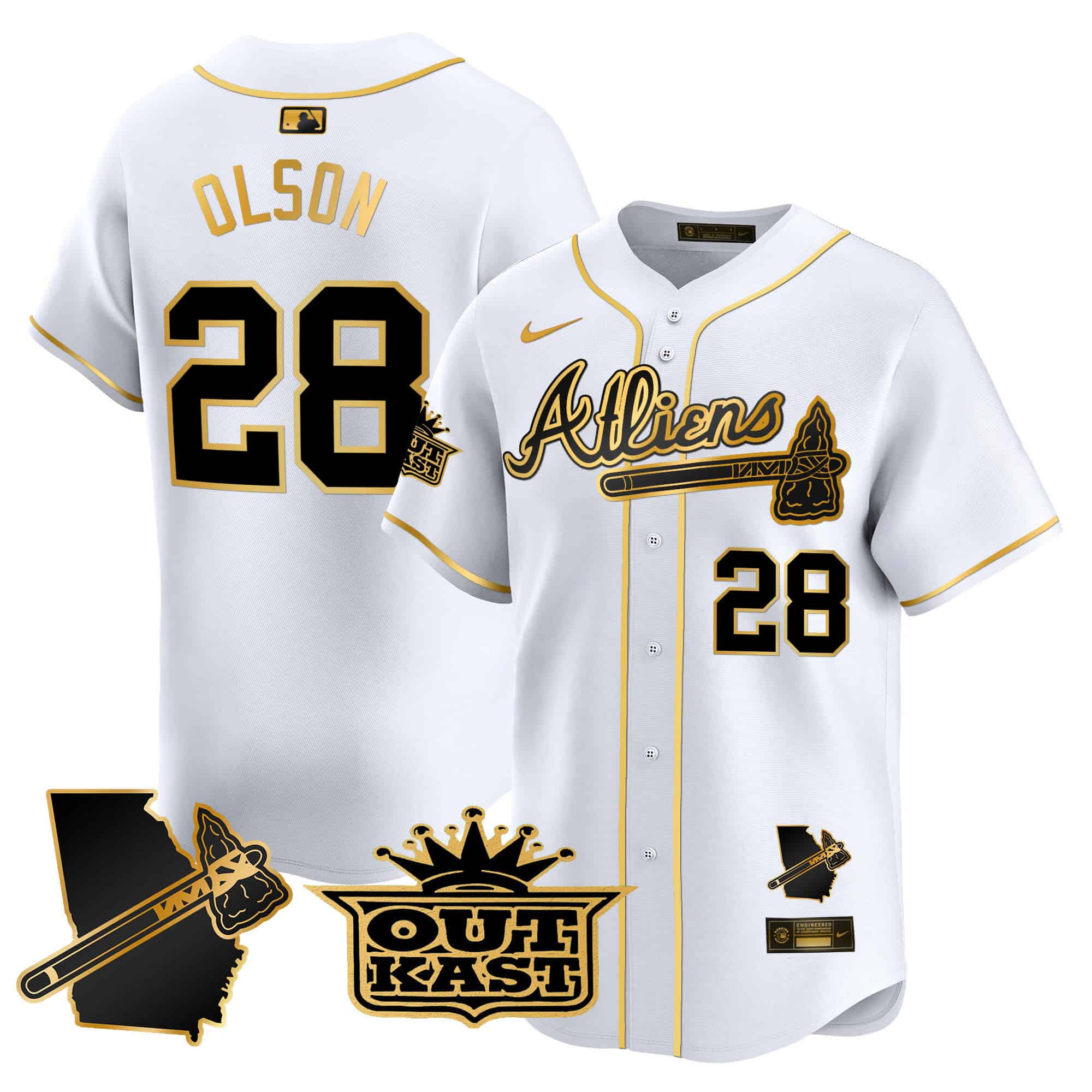 Atlanta Braves Atliens Vapor Premier Limited  baseball  Jersey V2 – All Stitched White Gold Matt Olson #28