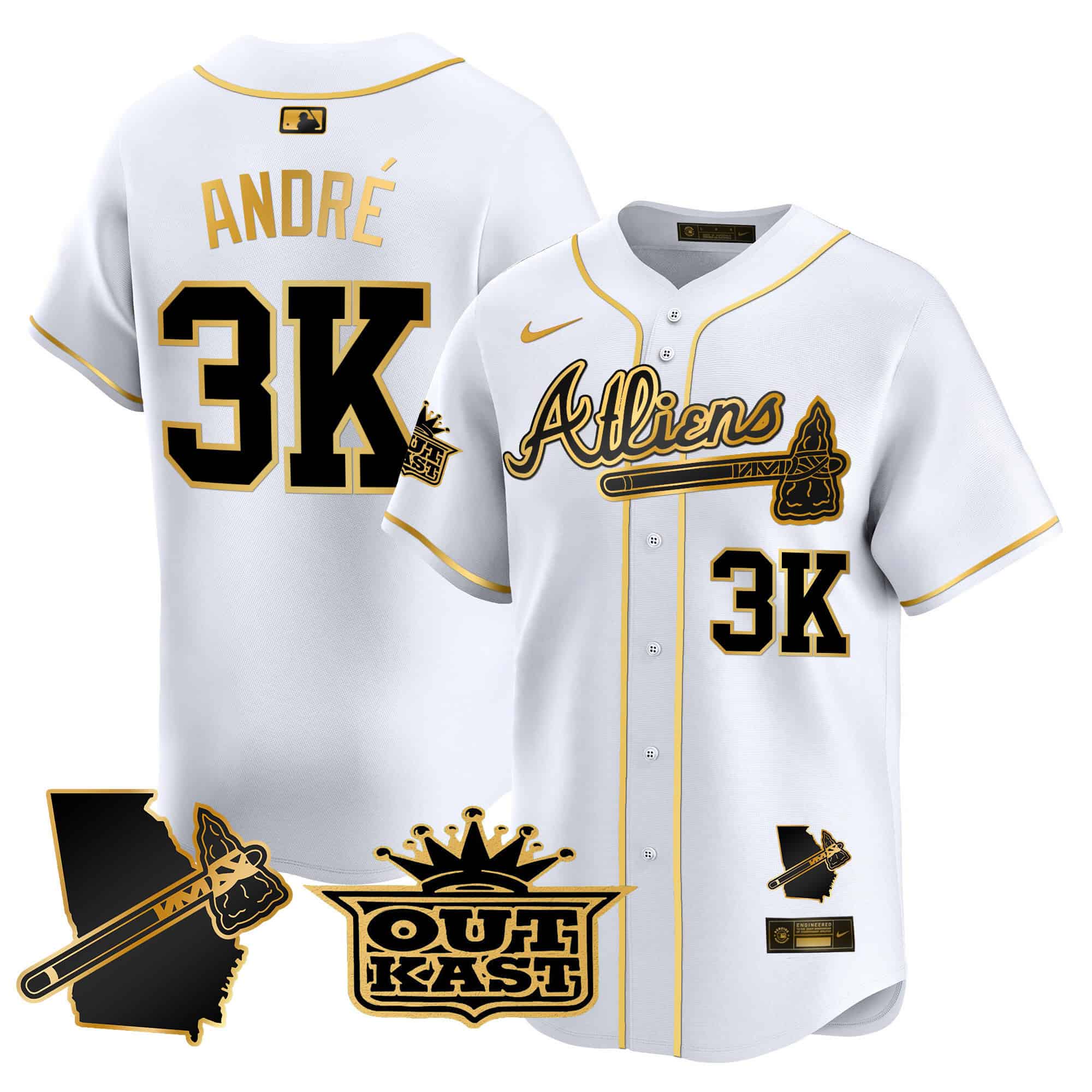 Atlanta Braves Atliens Vapor Premier Limited  baseball  Jersey V2 – All Stitched White Gold andre #3k