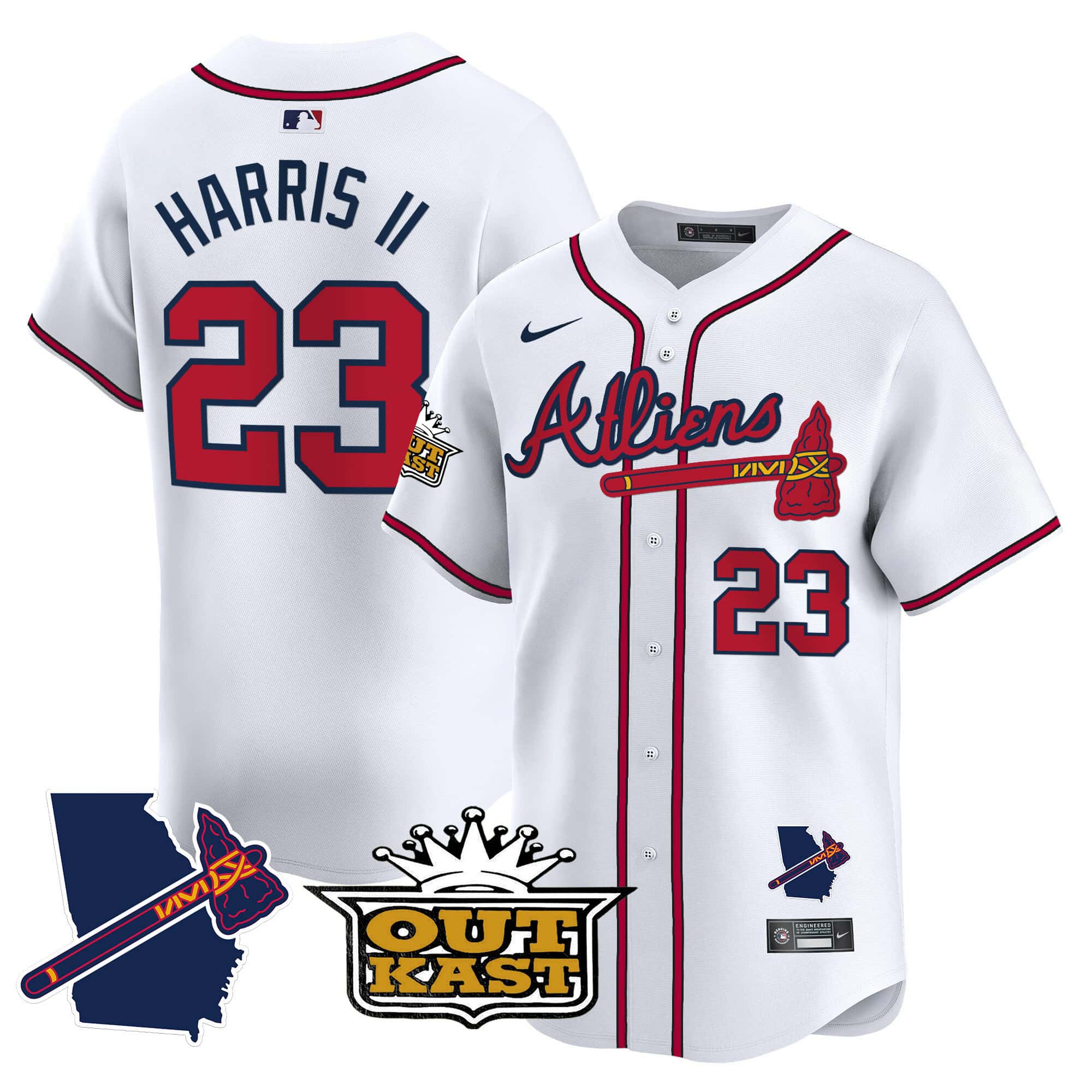 Atlanta Braves Atliens Vapor Premier Limited  baseball  Jersey V2 – All Stitched White Michael Harris II #23
