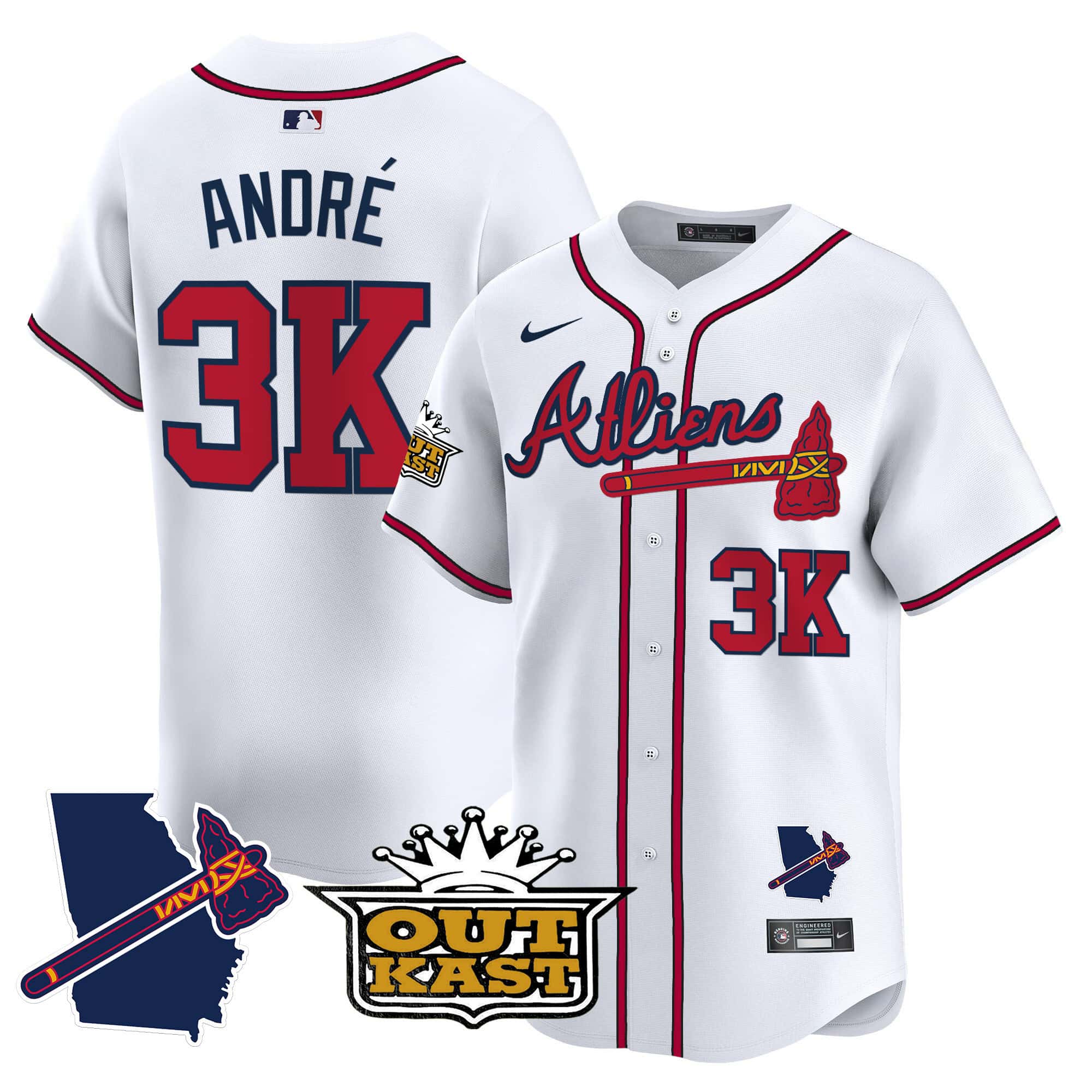 Atlanta Braves Atliens Vapor Premier Limited  baseball  Jersey V2 – All Stitched White andre #3k