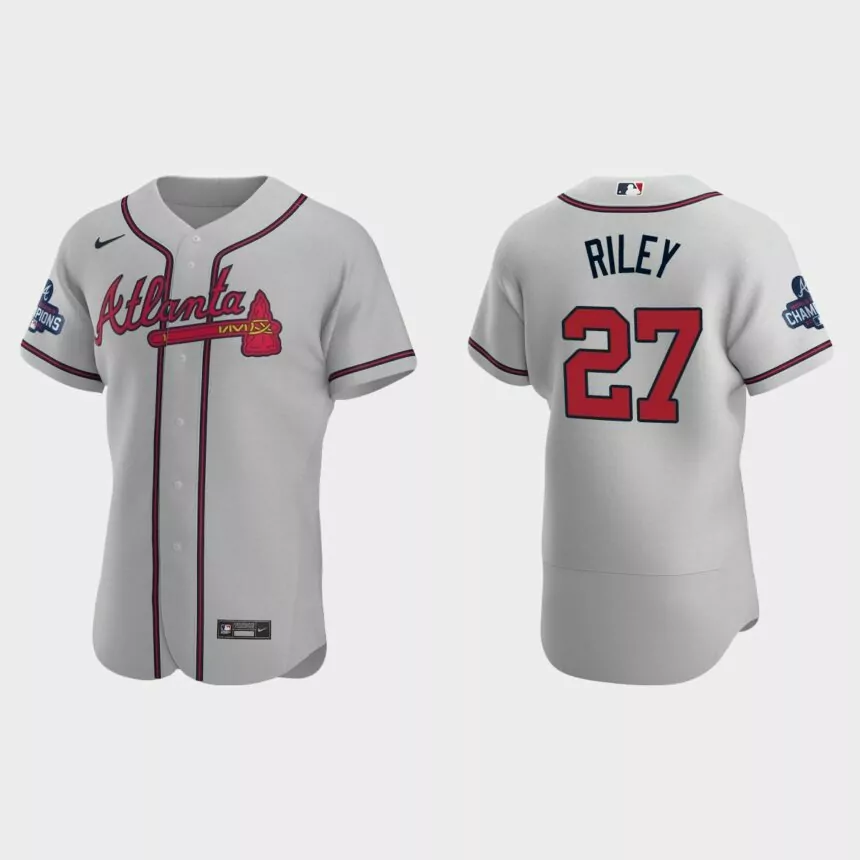 Atlanta Braves Austin Riley 2021 World Series Champions Gray Authentic Jersey