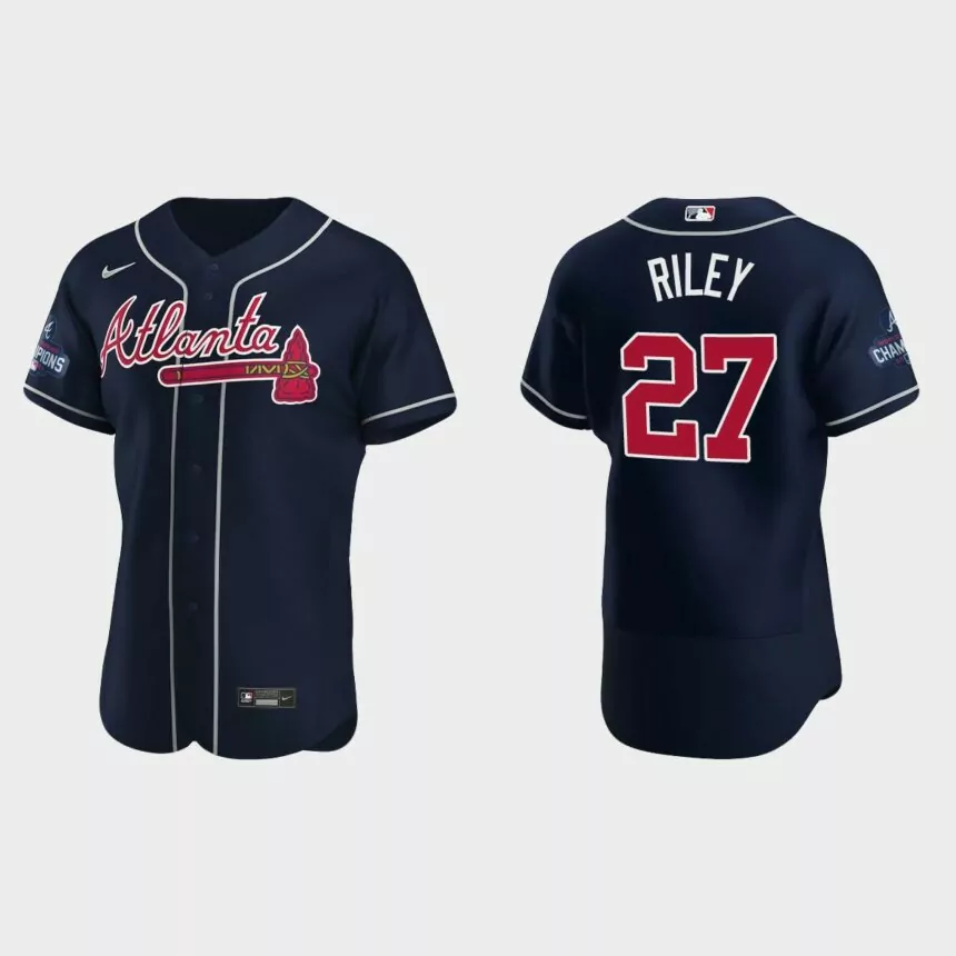 Atlanta Braves Austin Riley 2021 World Series Champions Navy Authentic Jersey