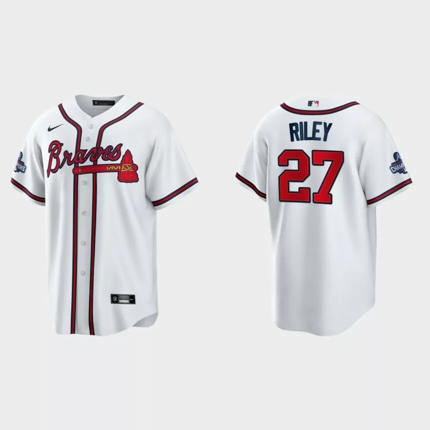 Atlanta Braves Austin Riley 2021 World Series Champions Replica Jersey – White