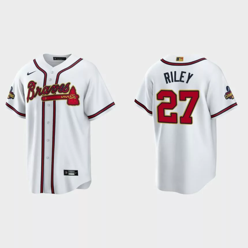 Atlanta Braves Austin Riley 2022 Gold Program White Replica Jersey
