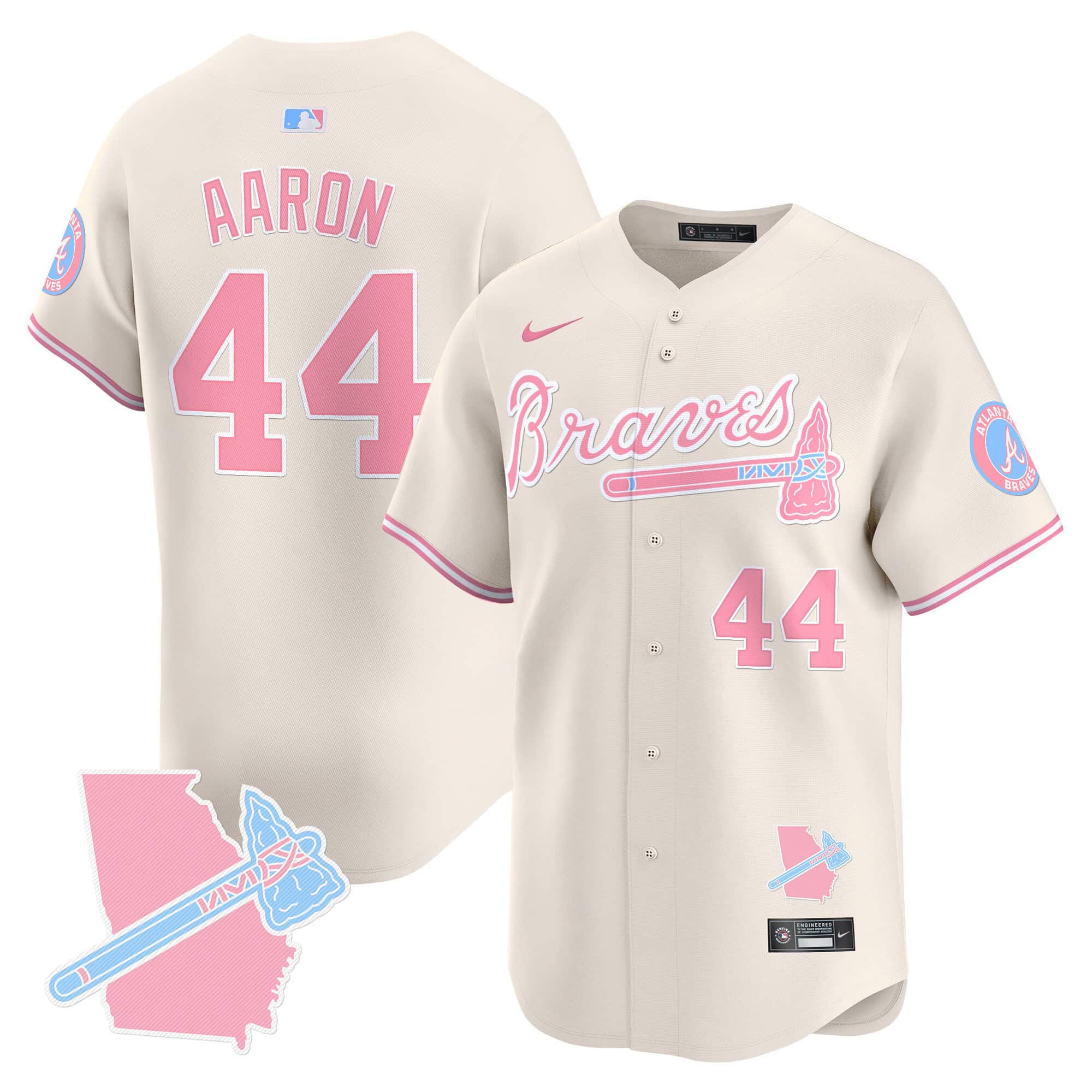 Atlanta Braves Bubblegum Pink Vapor Premier Limited baseball  Jersey – All Stitched Cream #44 Hank Aaron
