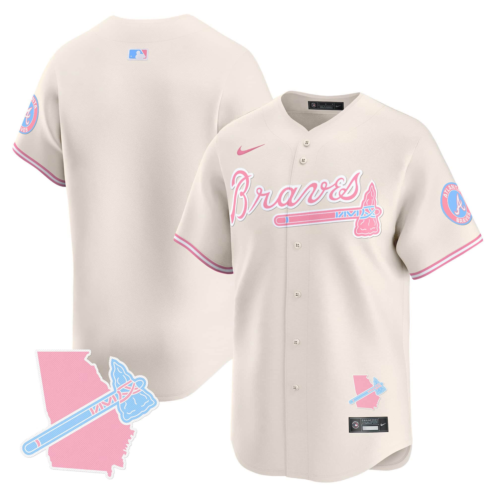 Atlanta Braves Bubblegum Pink Vapor Premier Limited baseball  Jersey – All Stitched Cream Blank