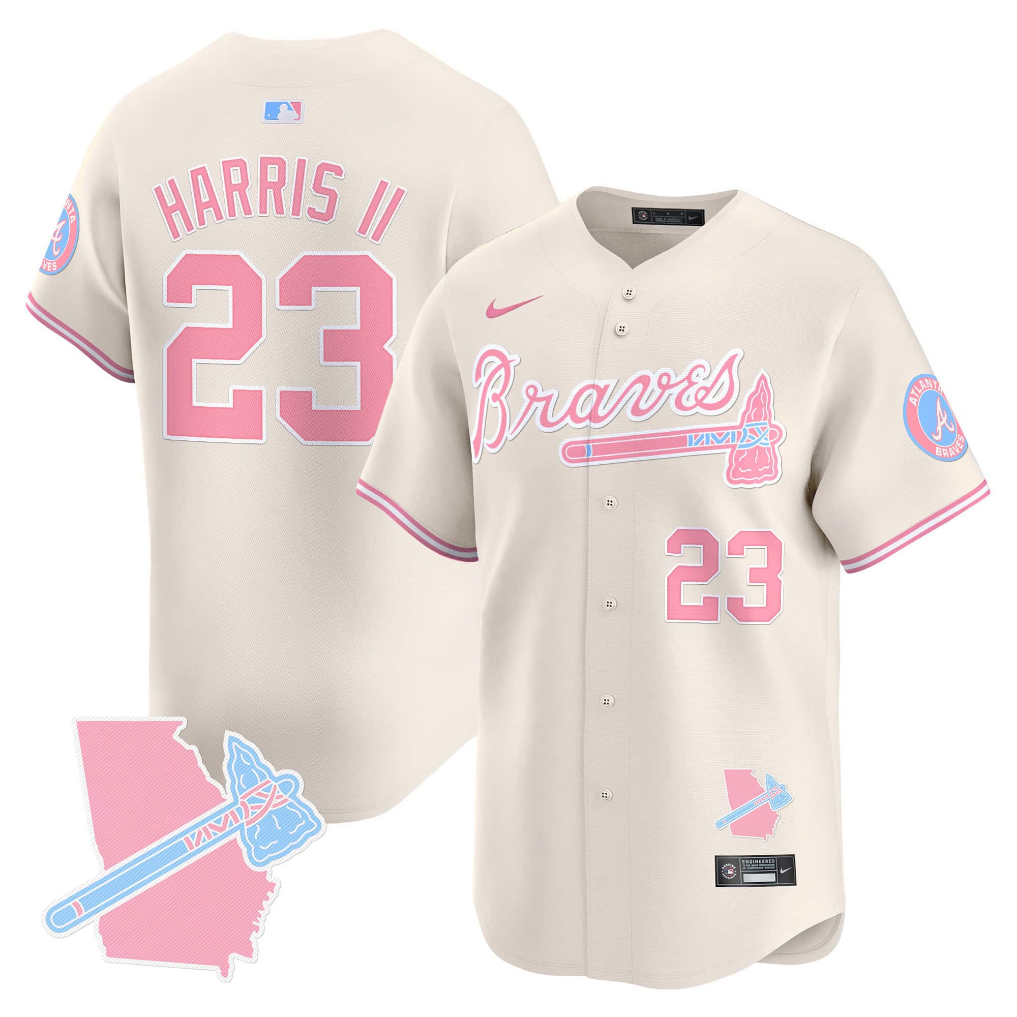 Atlanta Braves Bubblegum Pink Vapor Premier Limited baseball  Jersey – All Stitched Cream Michael Harris II #23