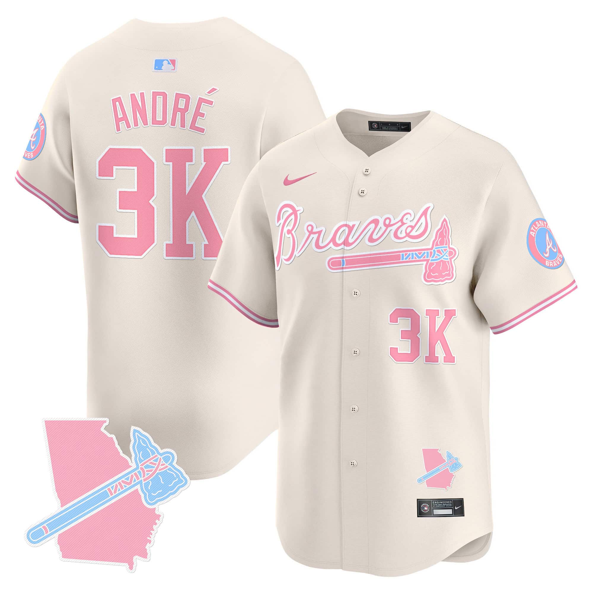 Atlanta Braves Bubblegum Pink Vapor Premier Limited baseball  Jersey – All Stitched Cream andre #3k