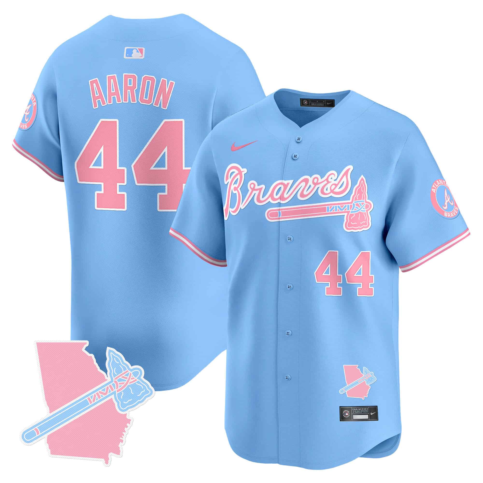 Atlanta Braves Bubblegum Pink Vapor Premier Limited baseball  Jersey – All Stitched Light Blue #44 Hank Aaron