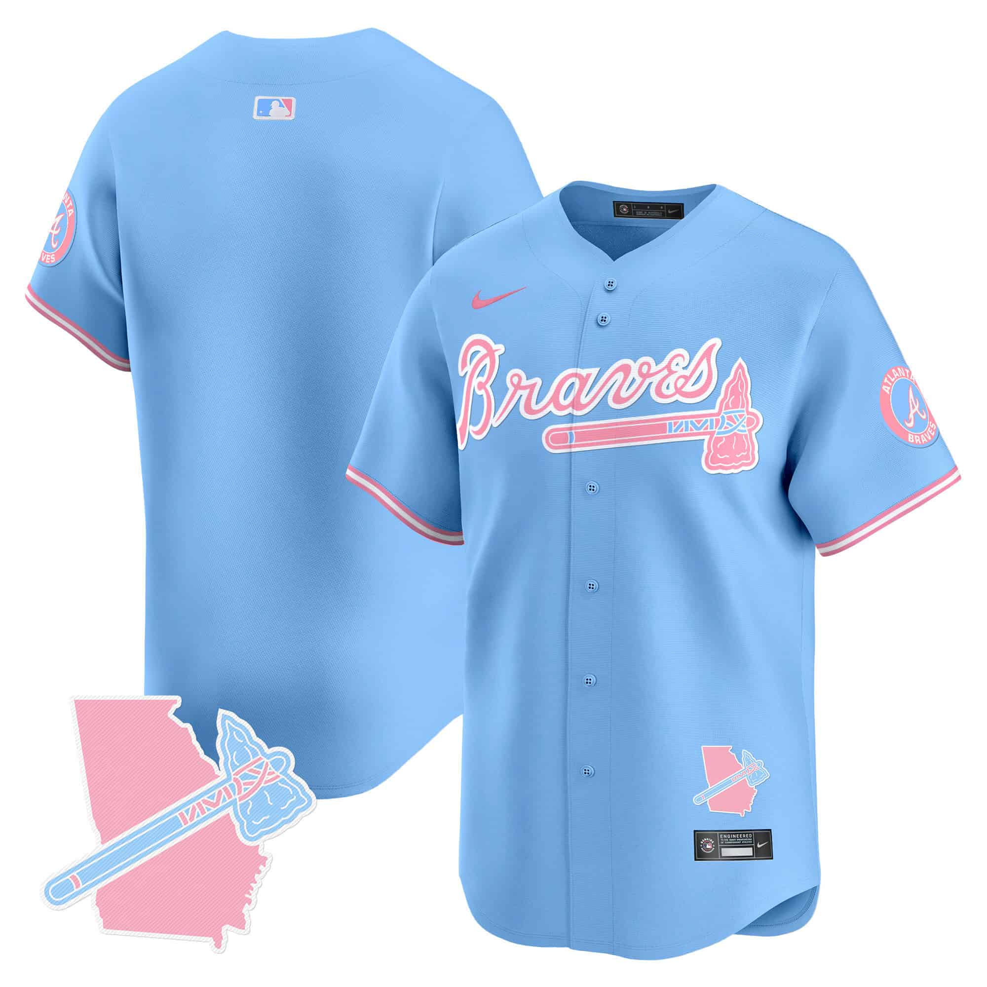 Atlanta Braves Bubblegum Pink Vapor Premier Limited baseball  Jersey – All Stitched Light Blue Blank
