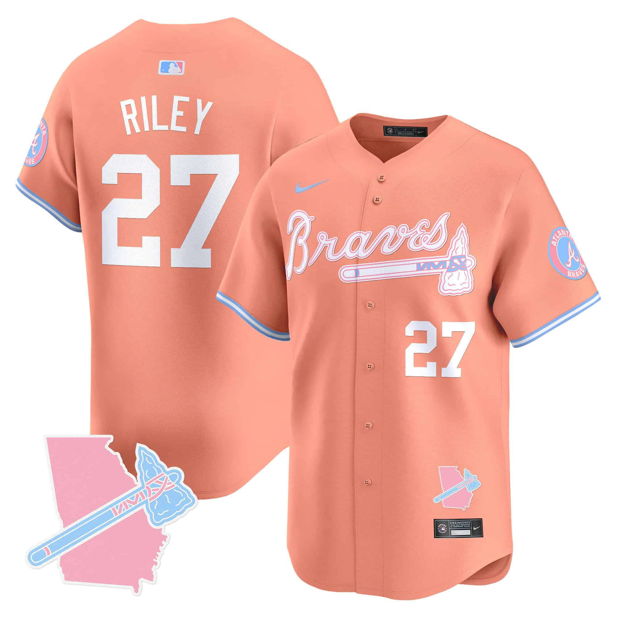 Atlanta Braves Bubblegum Pink Vapor Premier Limited baseball  Jersey – All Stitched Peach Austin Riley #27