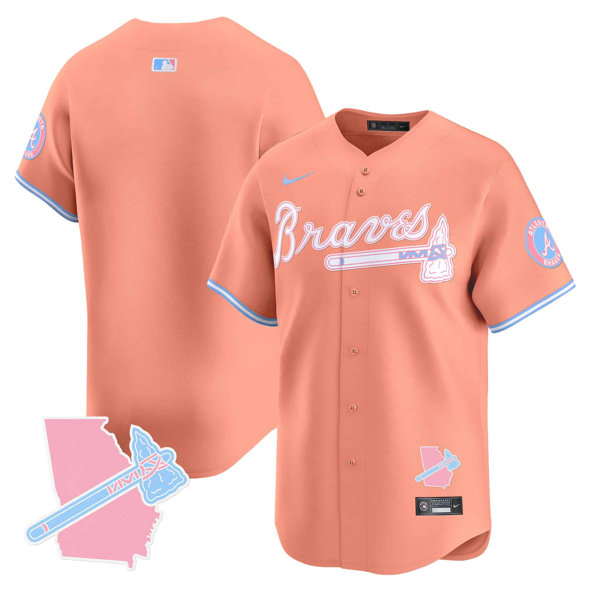 Atlanta Braves Bubblegum Pink Vapor Premier Limited baseball  Jersey – All Stitched Peach Blank