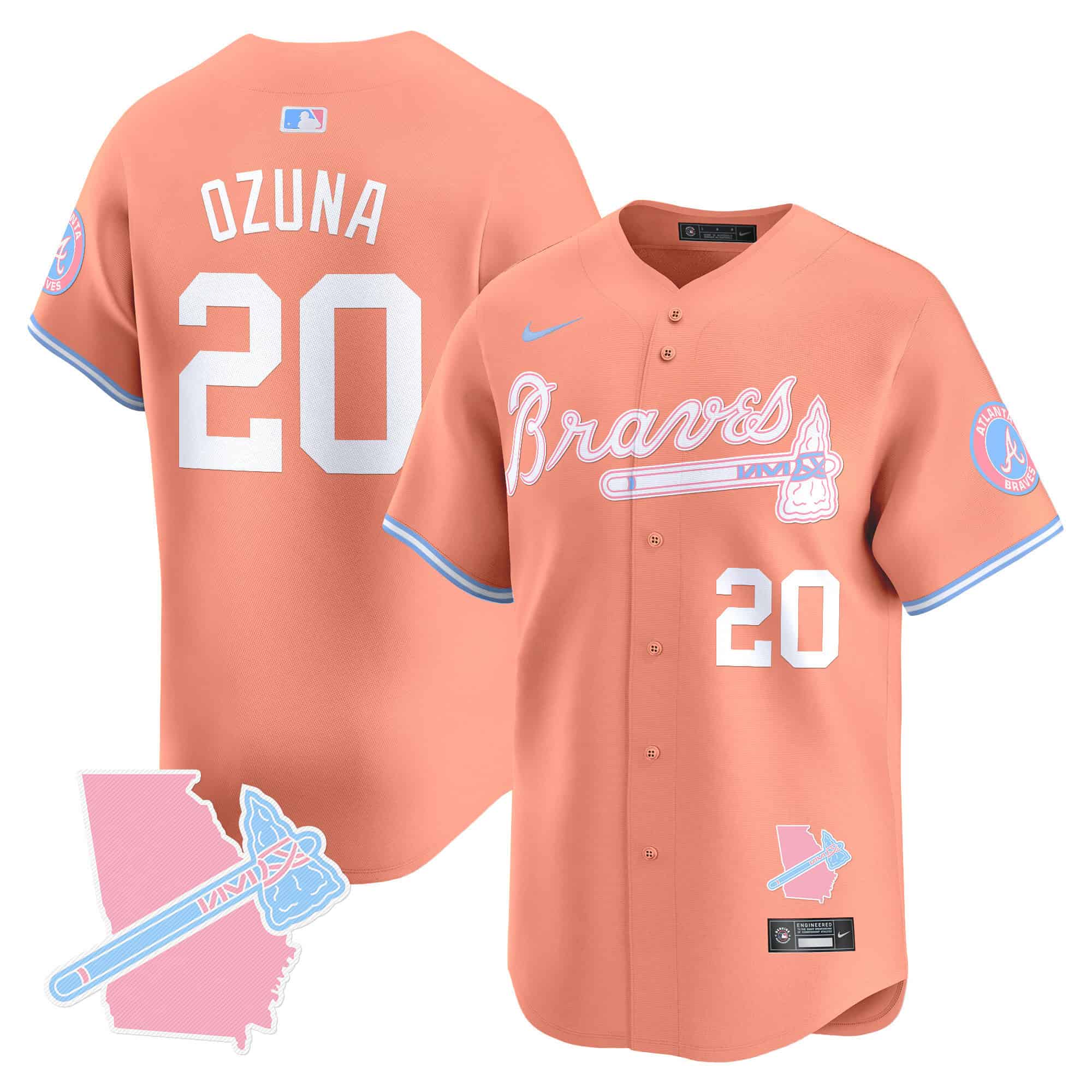 Atlanta Braves Bubblegum Pink Vapor Premier Limited baseball  Jersey – All Stitched Peach Marcell Ozuna  #20