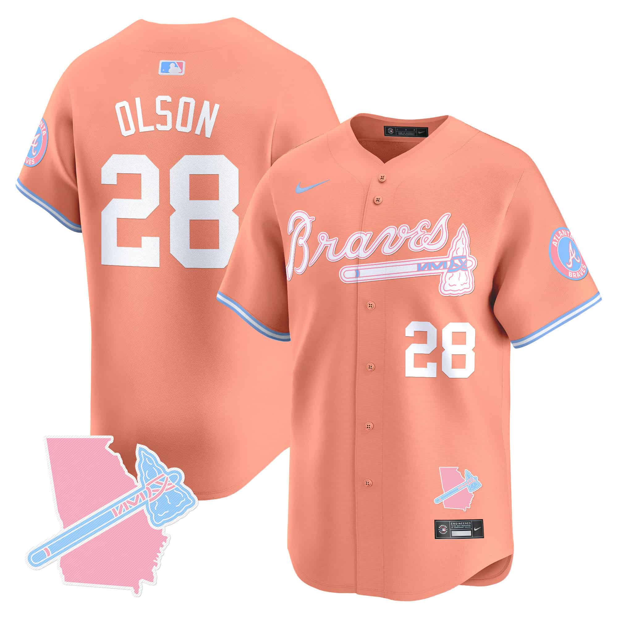 Atlanta Braves Bubblegum Pink Vapor Premier Limited baseball  Jersey – All Stitched Peach Matt Olson #28