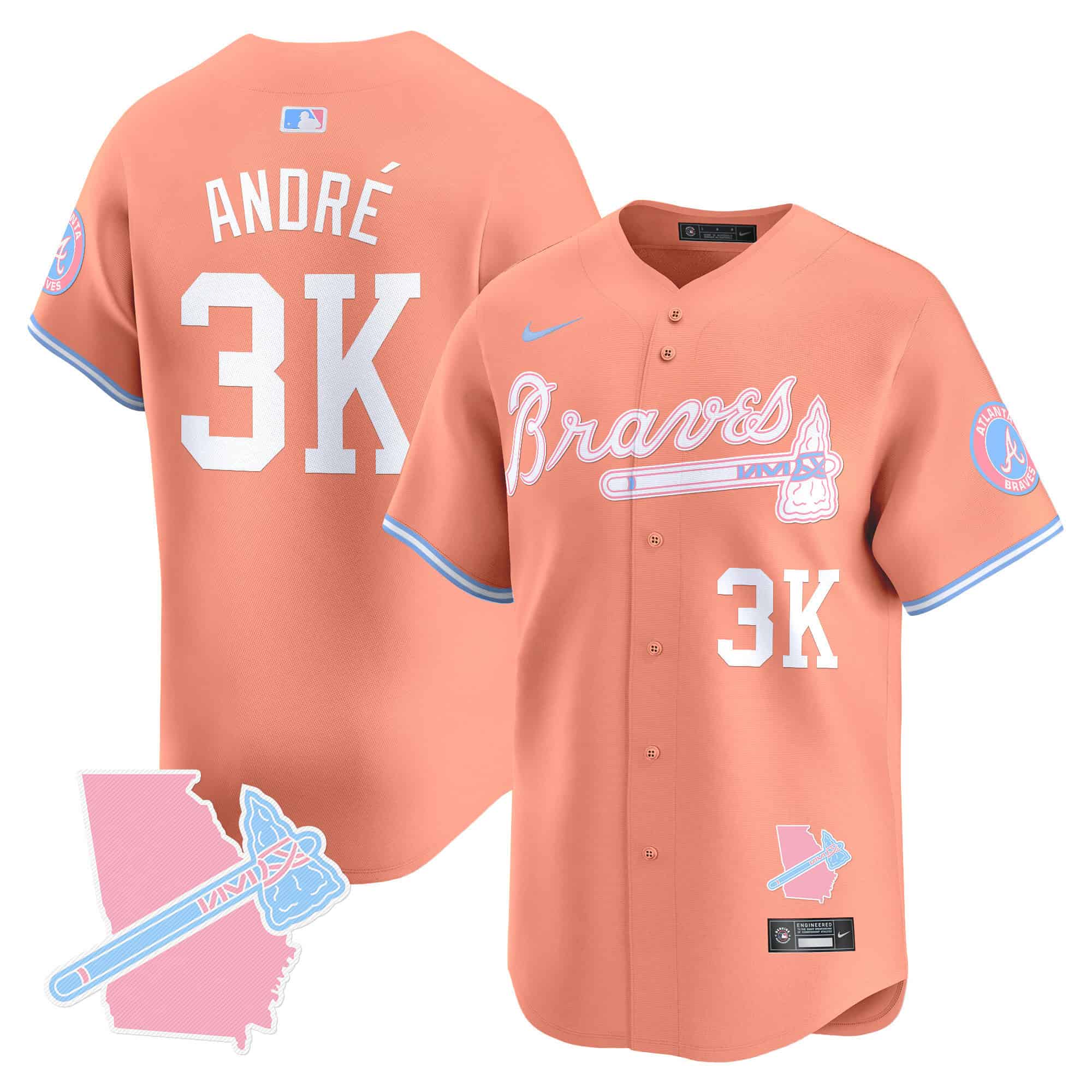 Atlanta Braves Bubblegum Pink Vapor Premier Limited baseball  Jersey – All Stitched Peach andre #3k