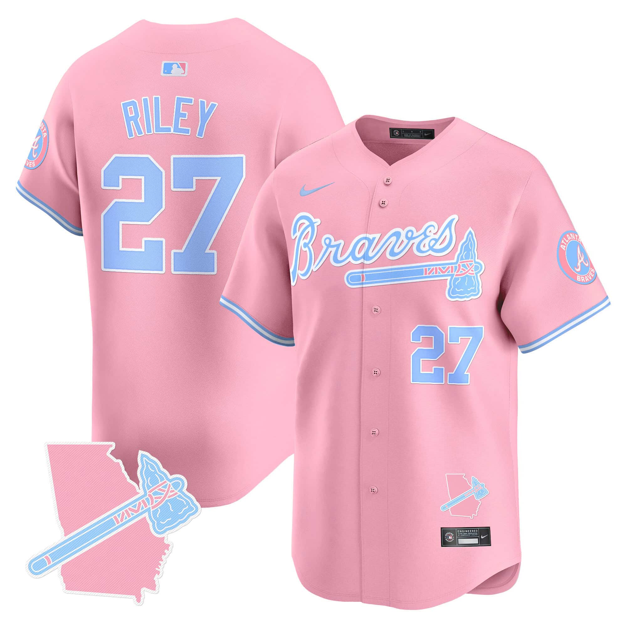 Atlanta Braves Bubblegum Pink Vapor Premier Limited baseball  Jersey – All Stitched Pink Austin Riley #27
