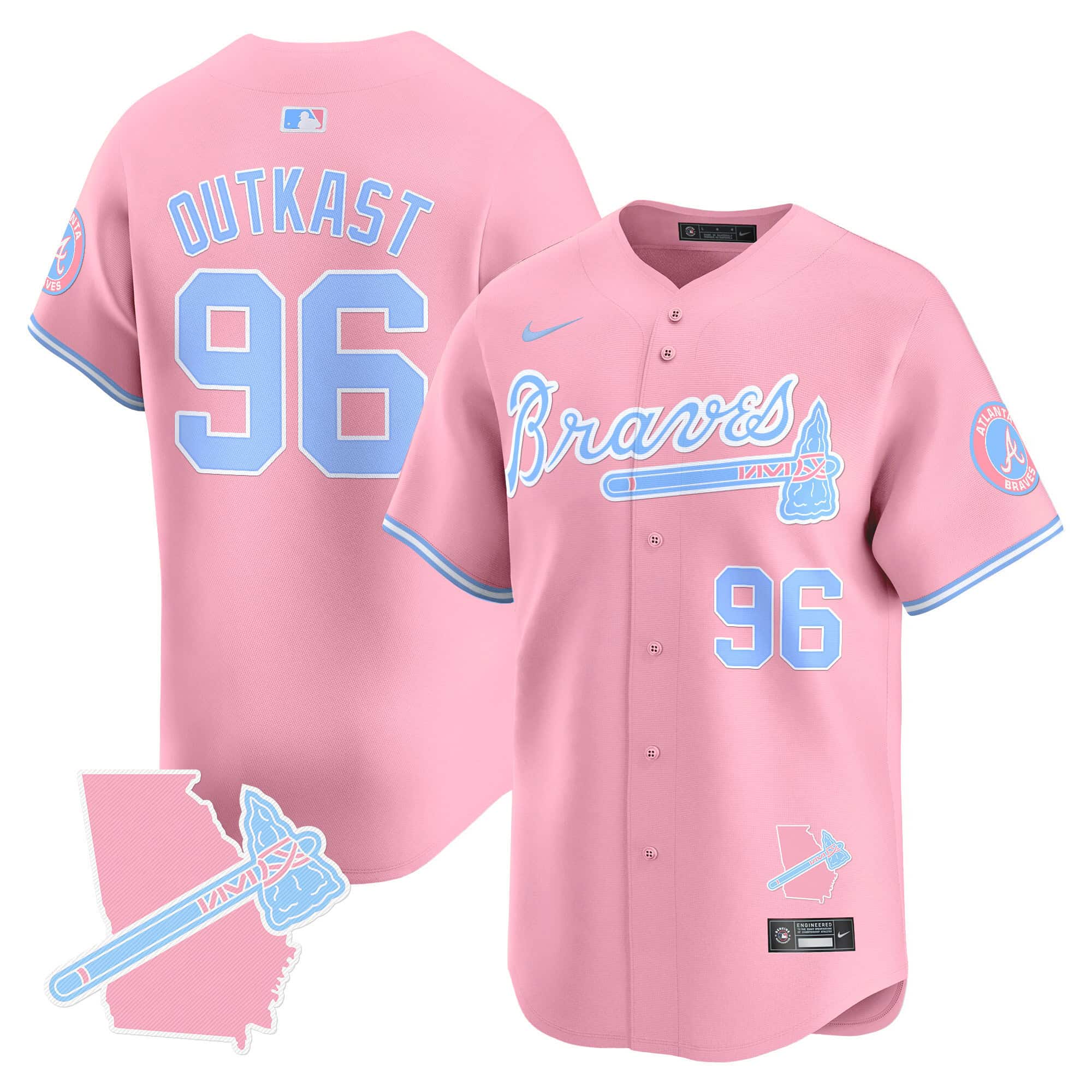 Atlanta Braves Bubblegum Pink Vapor Premier Limited baseball  Jersey – All Stitched Pink outkast #96