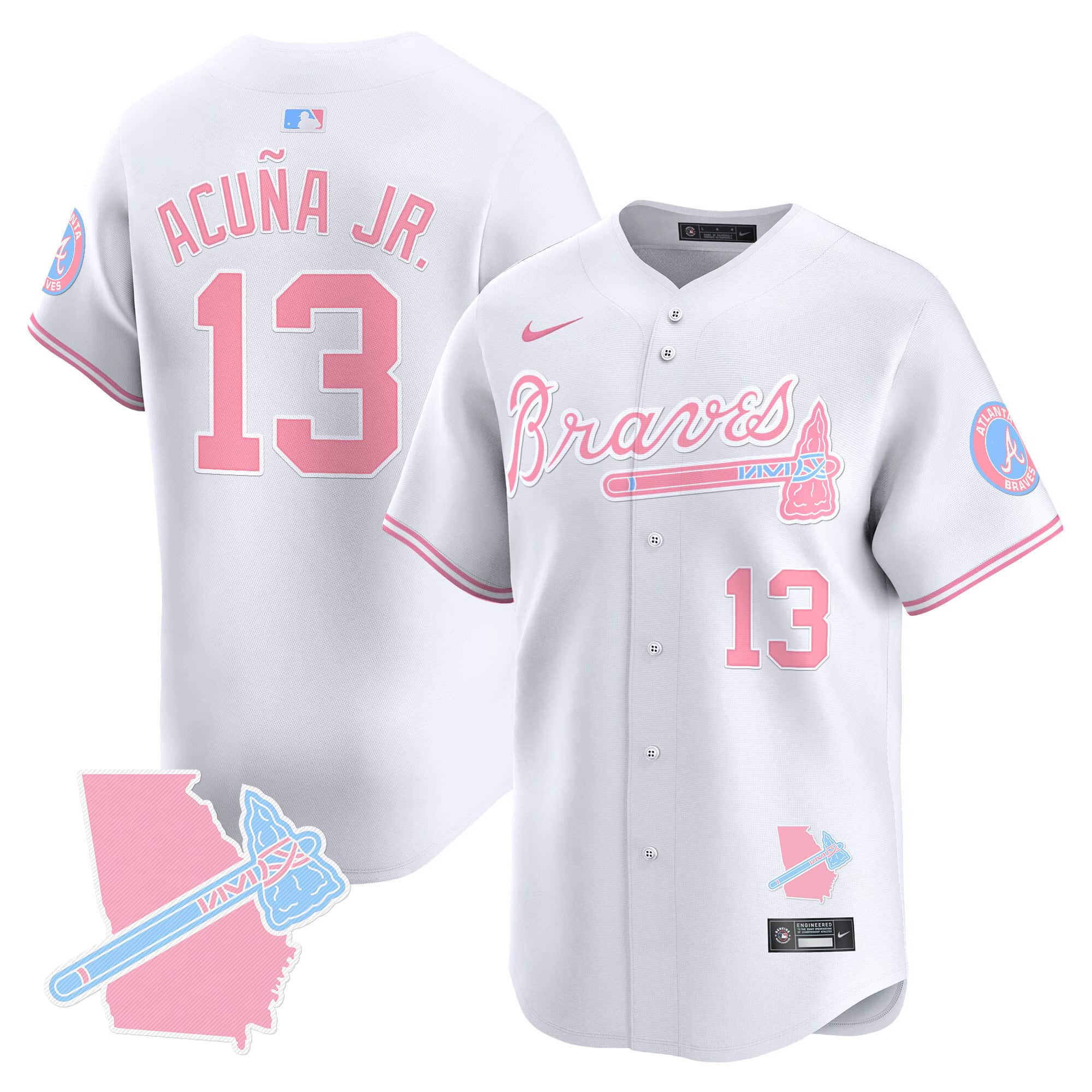 Atlanta Braves Bubblegum Pink Vapor Premier Limited baseball  Jersey – All Stitched White Blank #13 Ronald Acuna Jr.