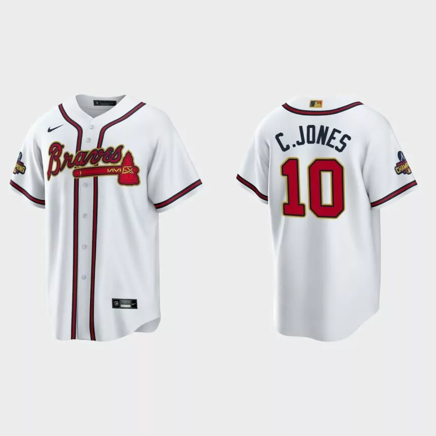 Atlanta Braves Chipper Jones 2022 Gold Program White Replica Jersey