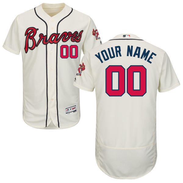 Atlanta Braves Cream Men's Customized Flexbase Jersey