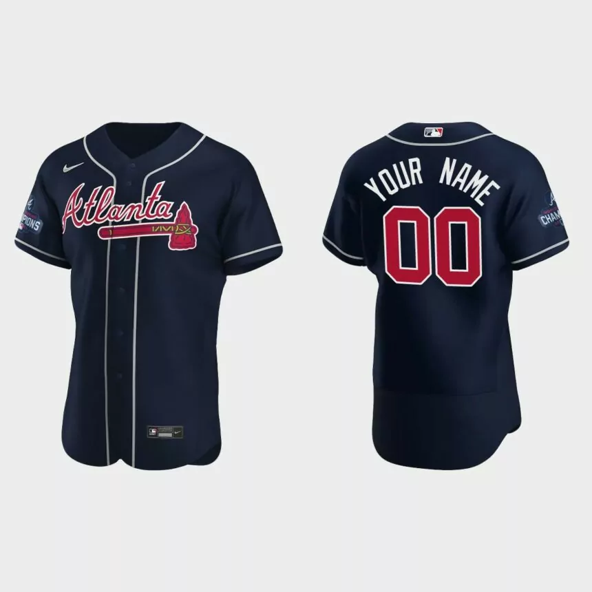 Atlanta Braves Custom 2021 World Series Champions Navy Authentic Jersey