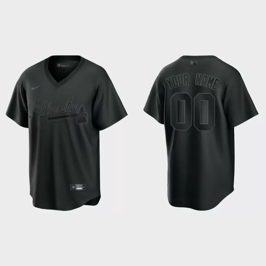 Atlanta Braves Custom Pitch Black Replica Jersey – Black