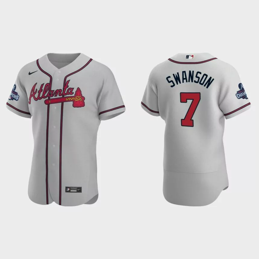 Atlanta Braves Dansby Swanson 2021 World Series Champions Gray Authentic Jersey