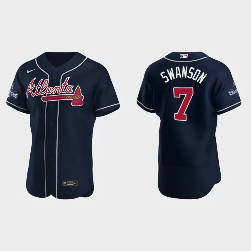 Atlanta Braves Dansby Swanson 2021 World Series Champions Navy Authentic Jersey
