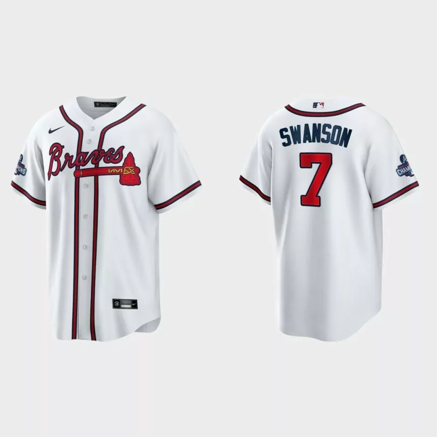Atlanta Braves Dansby Swanson 2021 World Series Champions Replica Jersey – White