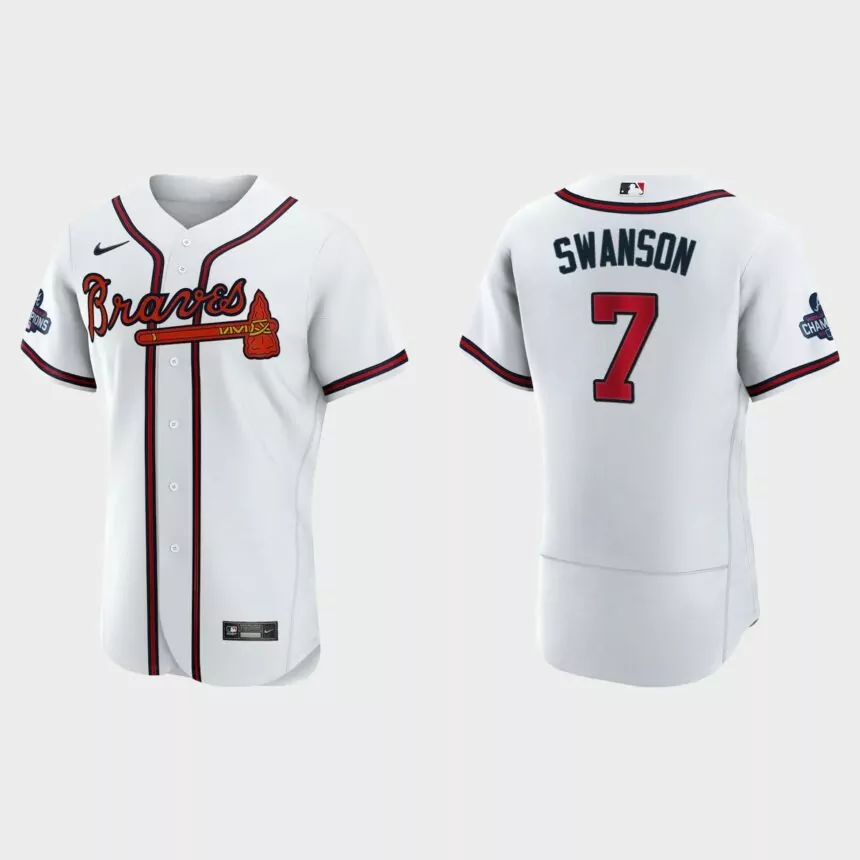 Atlanta Braves Dansby Swanson 2021 World Series Champions White Authentic Jersey