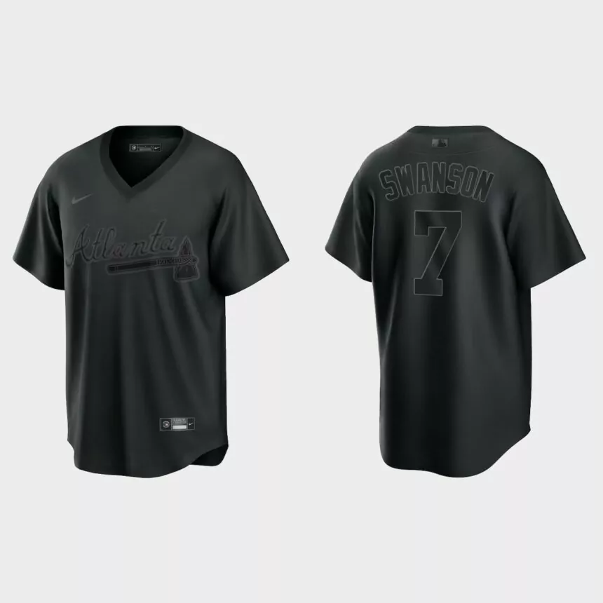 Atlanta Braves Dansby Swanson Pitch Black Replica Jersey – Black