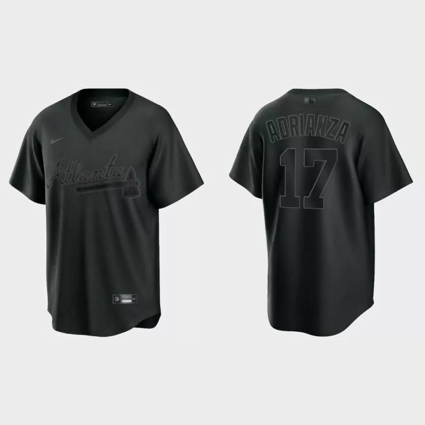 Atlanta Braves Ehire Adrianza Pitch Black Replica Jersey – Black