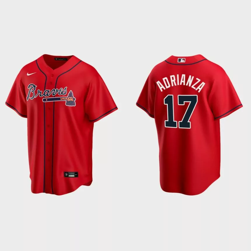 Atlanta Braves Ehire Adrianza Replica Alternate Jersey – Red